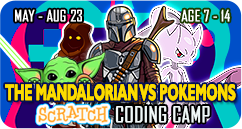 The Mandalorian VS Pokemons Scratch Coding Summer Camp May June July August 2023 For Age 7 to 14 Singapore