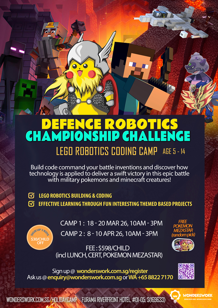 Defence Robotics Championship Challenge Lego Robotics Coding Technology STEAM March April Easter Break School Holiday Camp 2026 for Age 5 to 14