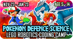 Pokemon Defence Science Lego Robotics Coding Technology STEAM School Holiday Winter Camp November 2022 - January 2023 for Age 5 to 14 Singapore WondersWork